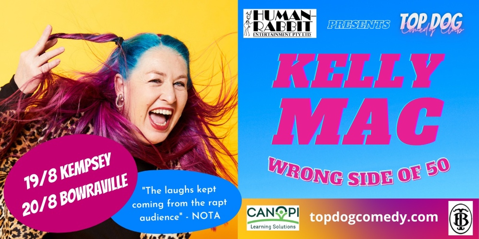 Banner image for Kelly Mac, Wrong Side of 50, Bandbox Theatre, Kempsey