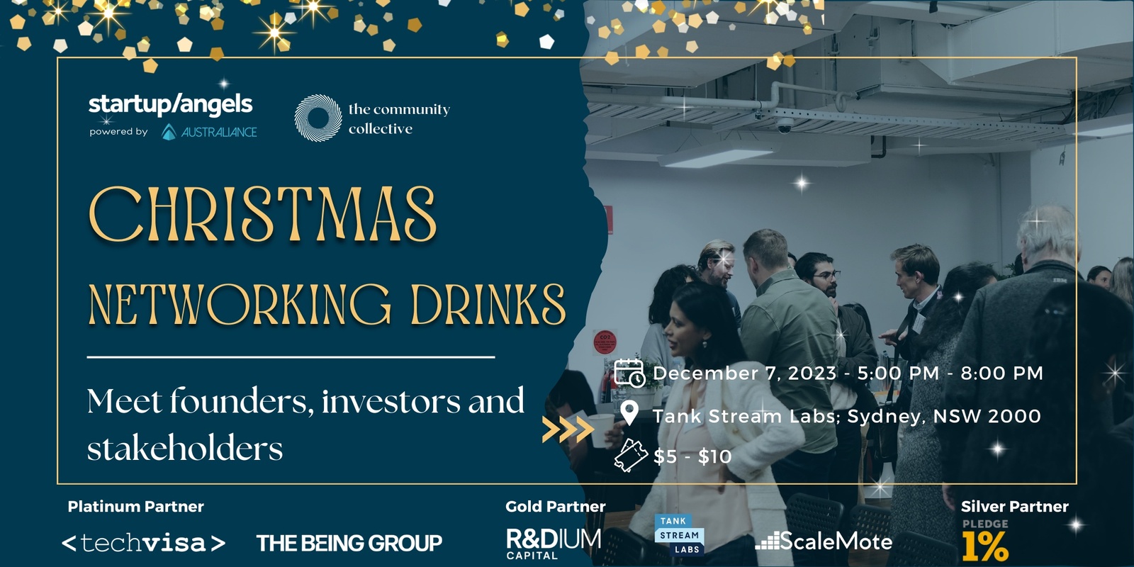 Banner image for Startup&Angels x The Community Collective | Christmas Networking Drinks 2023