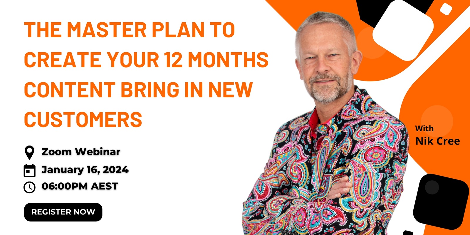 Banner image for The Master Plan To Create your 12 Months Content Bring In New Customers