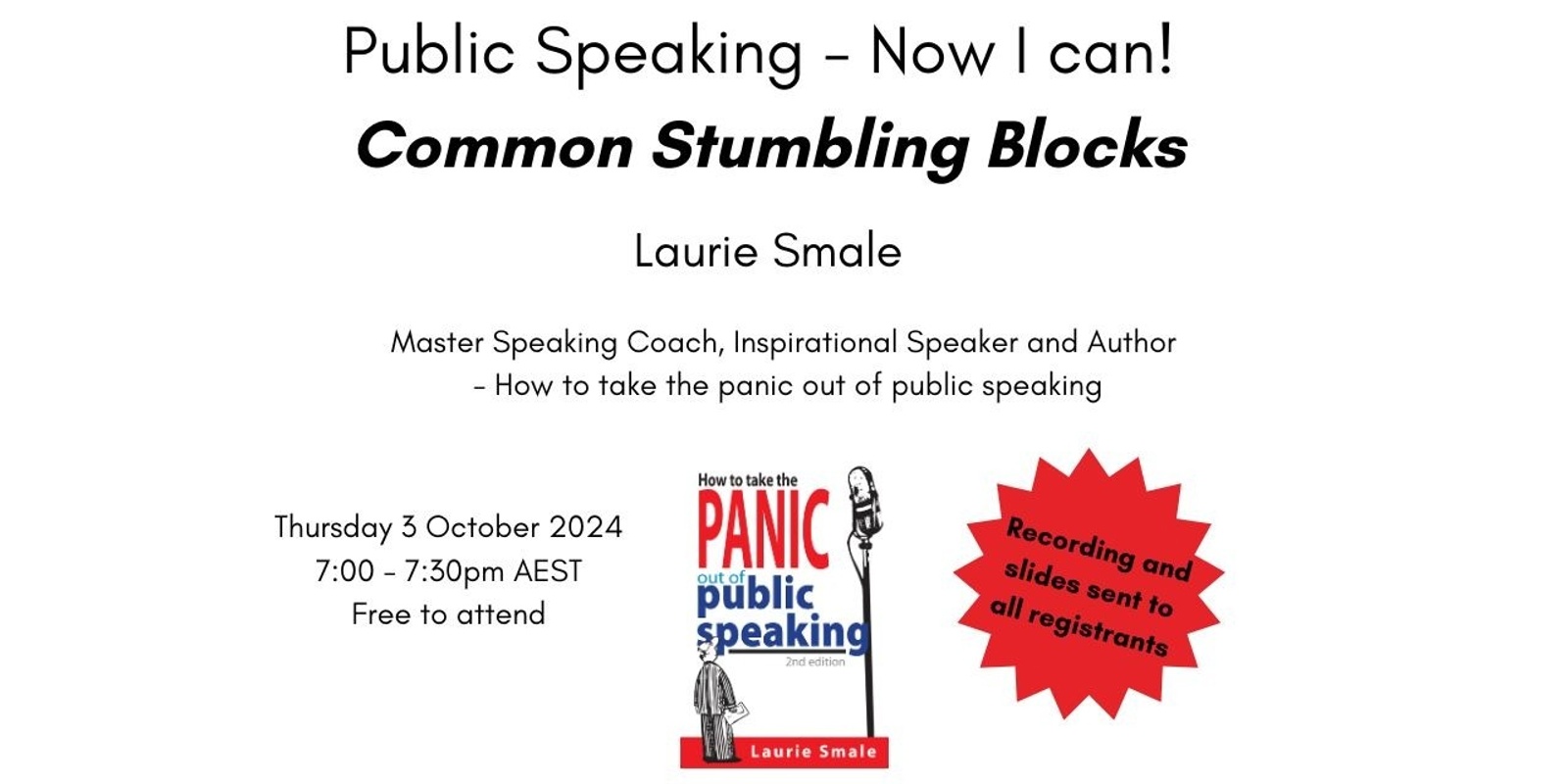 Banner image for Public Speaking - Now I can! Common Stumbling Blocks