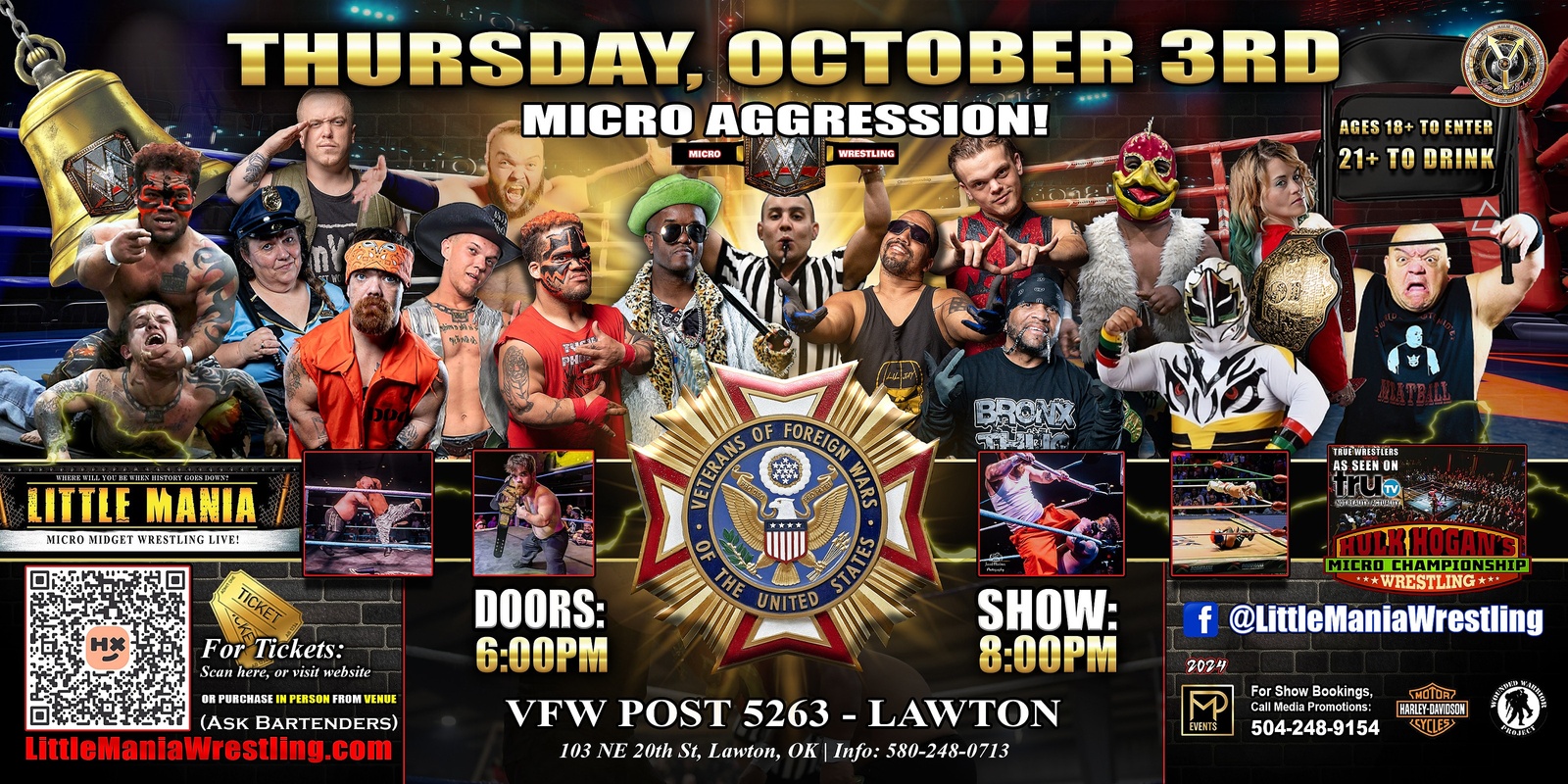 Banner image for Lawton, OK - Micro Wrestling All * Stars @ VFW Post 5263: Little Mania Wrestling Rips through the Ring