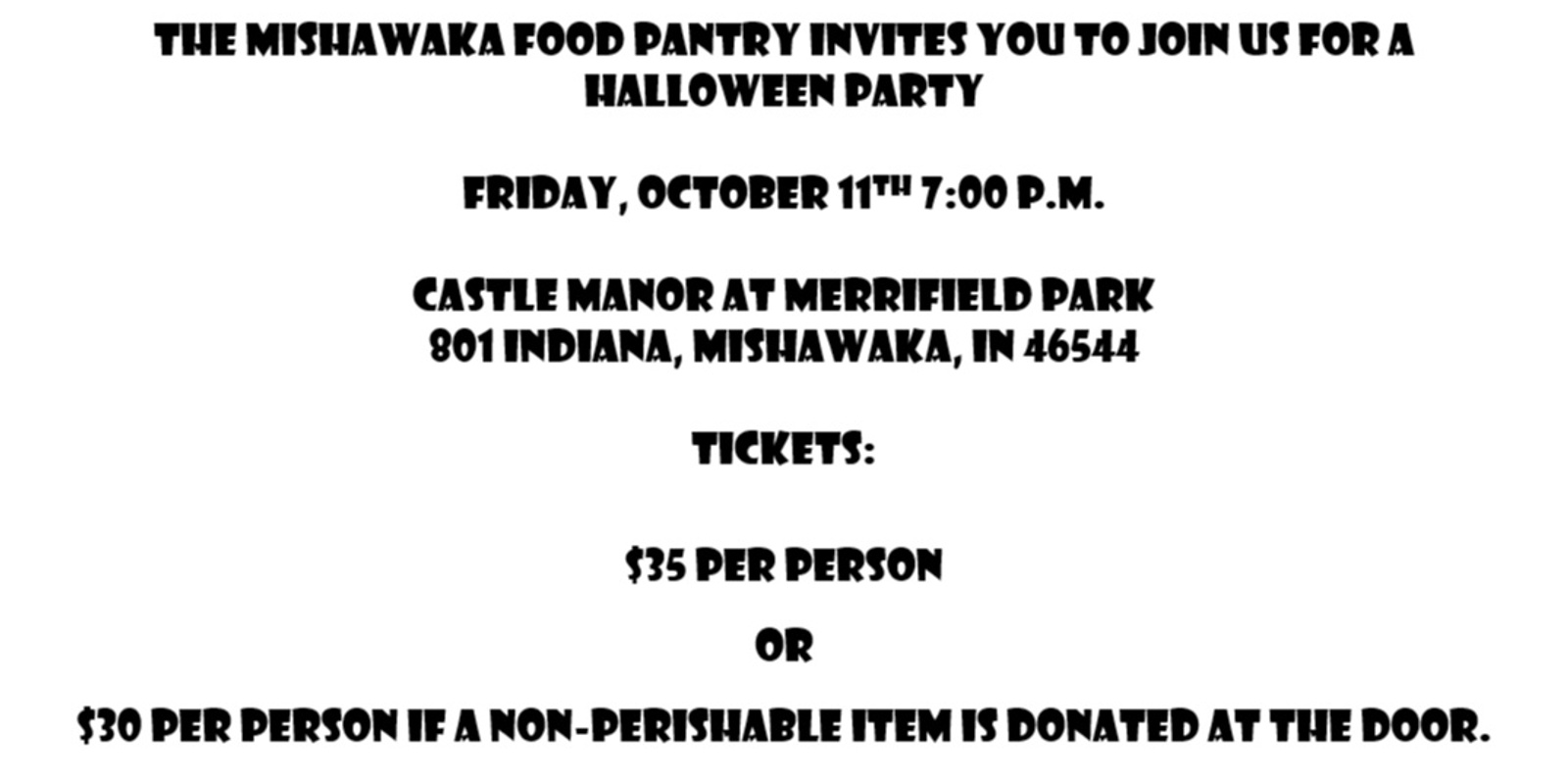 Banner image for Halloween Party fundraiser for Mishawaka Food Pantry