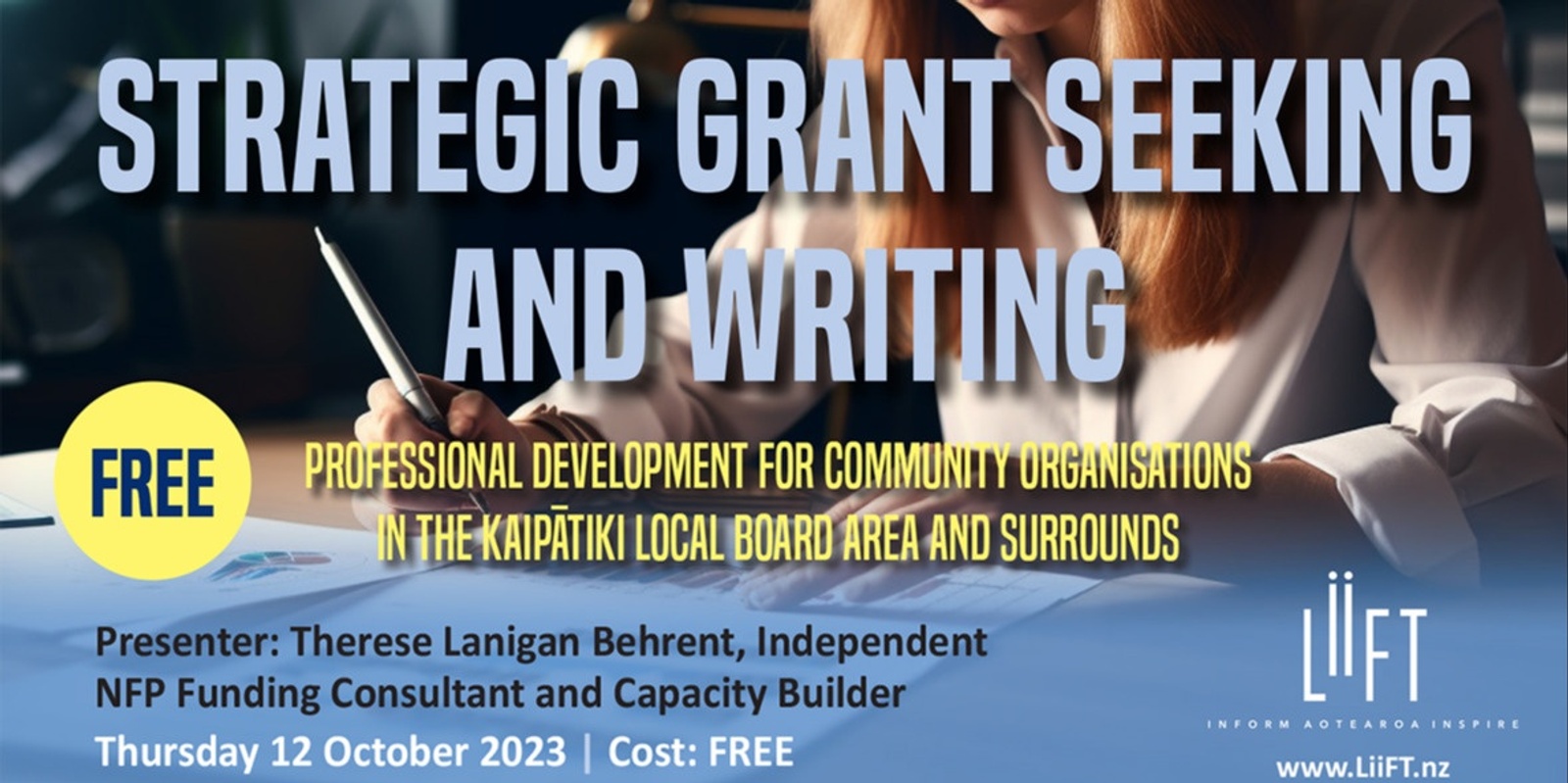 Banner image for FREE Strategic Grant Seeking and Writing (in-person workshop)