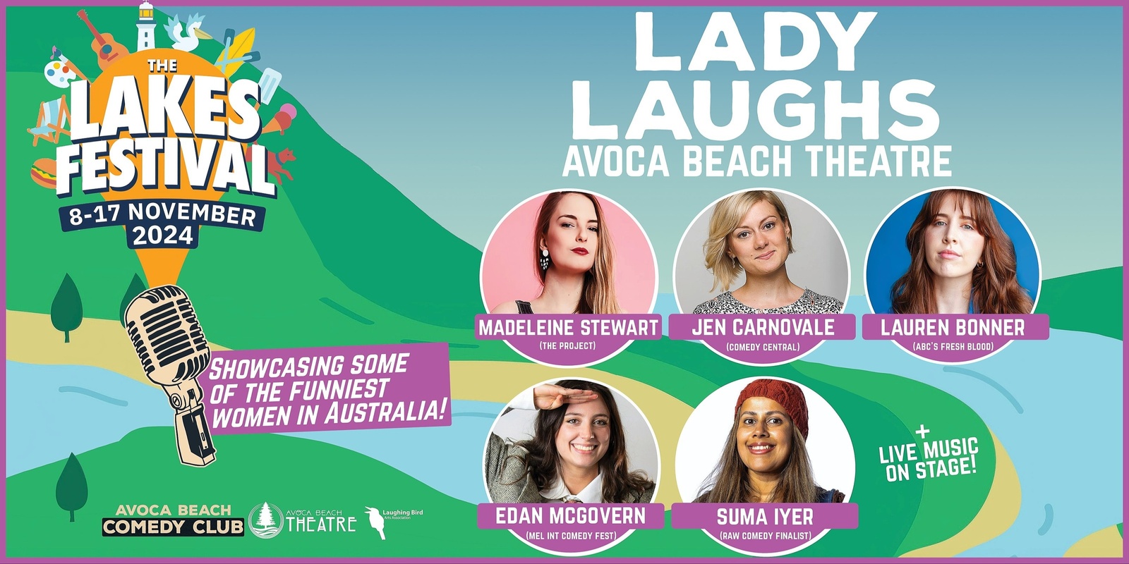 Banner image for The Lakes Festival 2024 - Lady Laughs Comedy Night LIVE at Avoca Beach Theatre