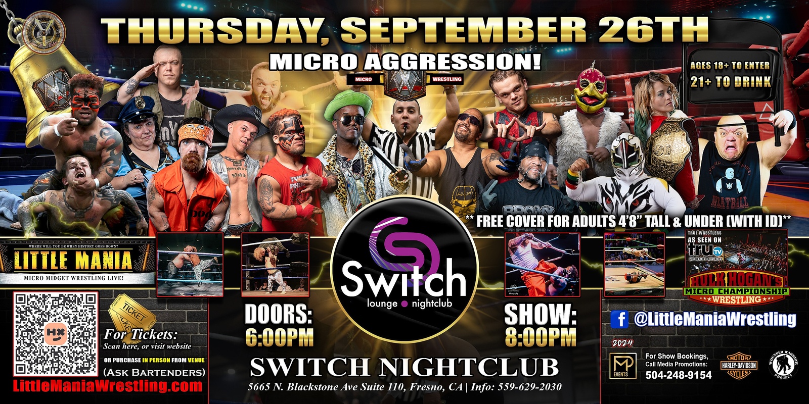 Banner image for Fresno, CA - Micro Wrestling All * Stars @ Switch Nightclub: Little Mania Wrestling Rips through the Ring