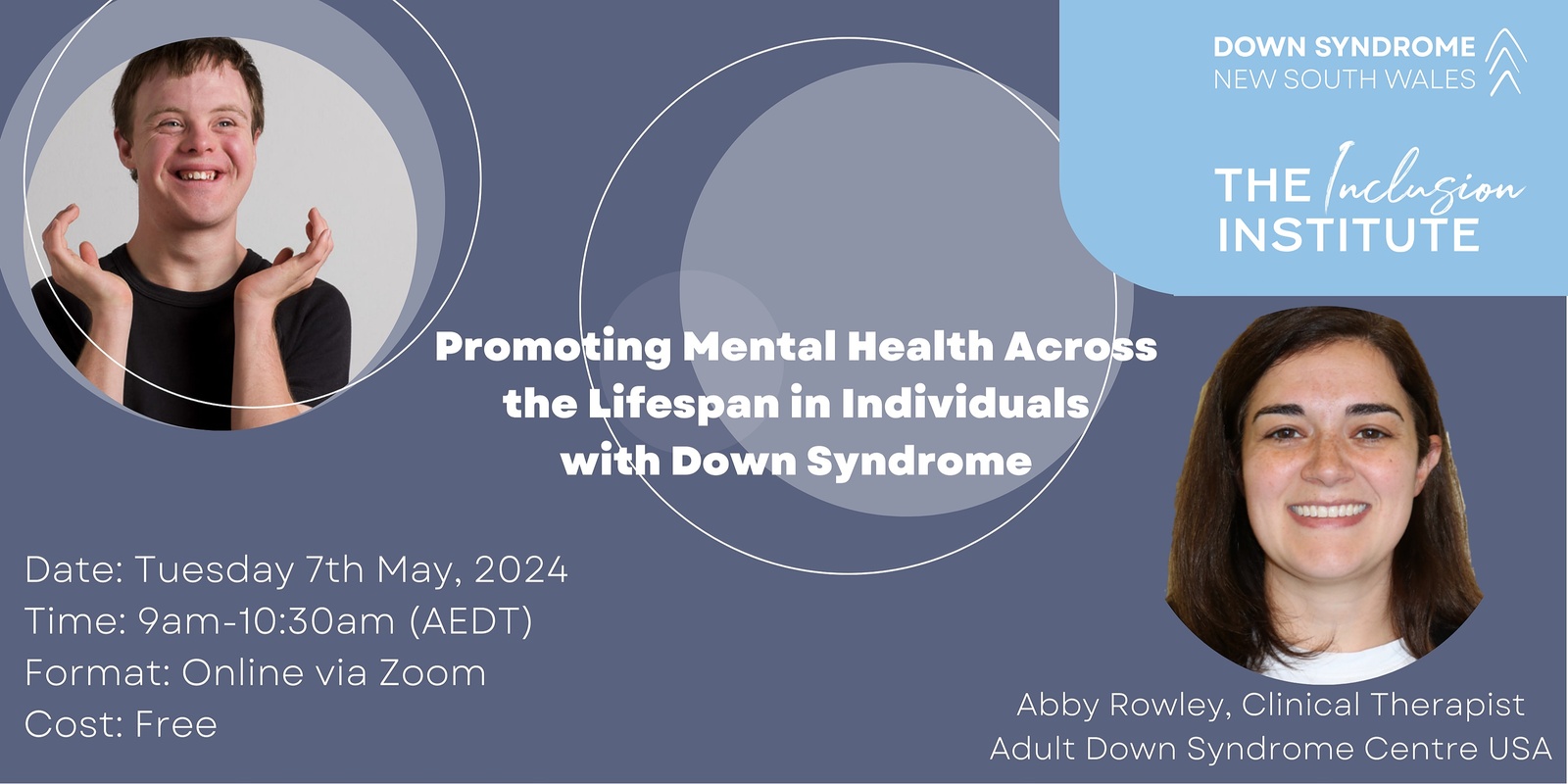 Banner image for Inclusion Institute Workshop- Promoting Mental Health Across the Lifespan in Individuals with Down Syndrome