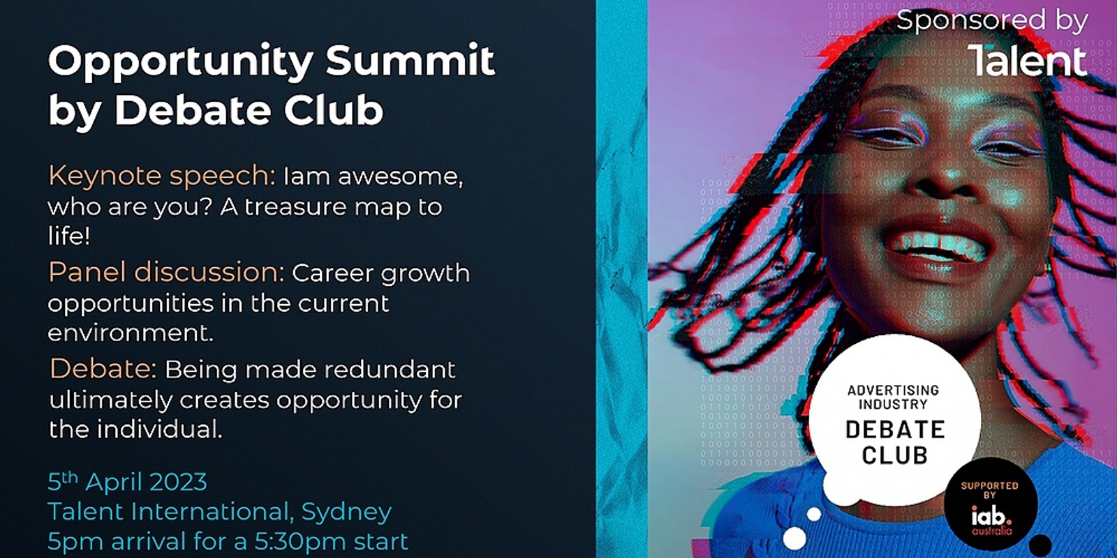 Banner image for Opportunity Summit by Debate Club - supported by the IAB