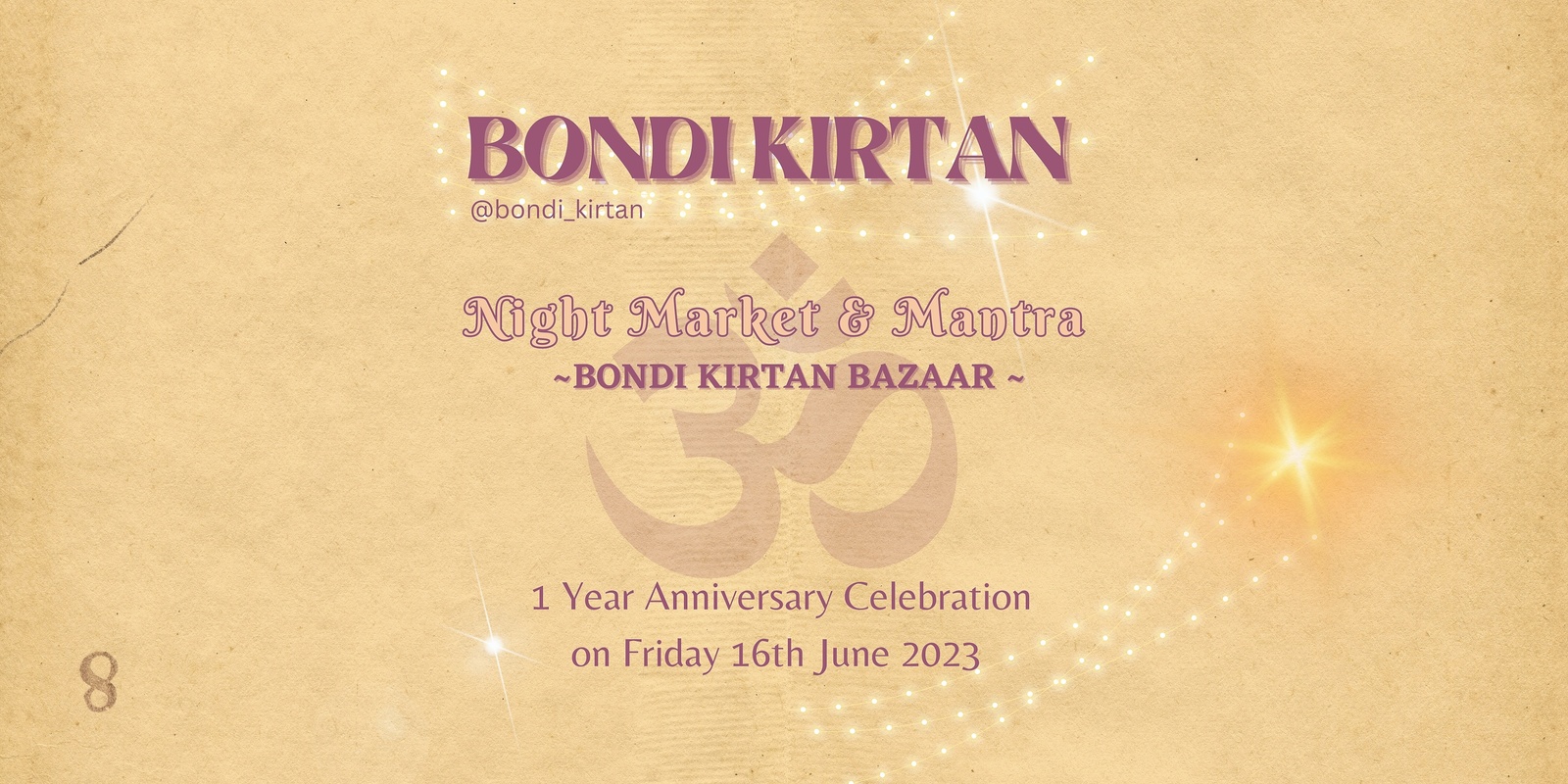 Banner image for Bondi Kirtan - 1 Year Anniversary - Night Market & Mantras