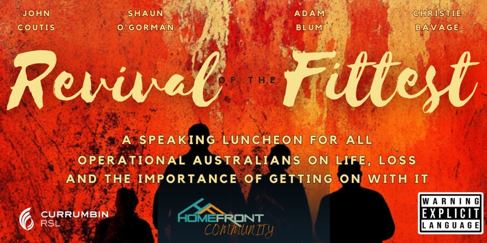 Banner image for Revival of the Fittest - A Speaking Luncheon for Veterans on Life, Loss, and the Importance of Getting On With It