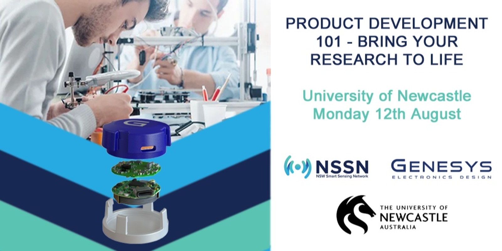Banner image for NSSN and Genesys Electronics || Product development 101 - how to turn your lab prototype into a commercially ready device (UoN)