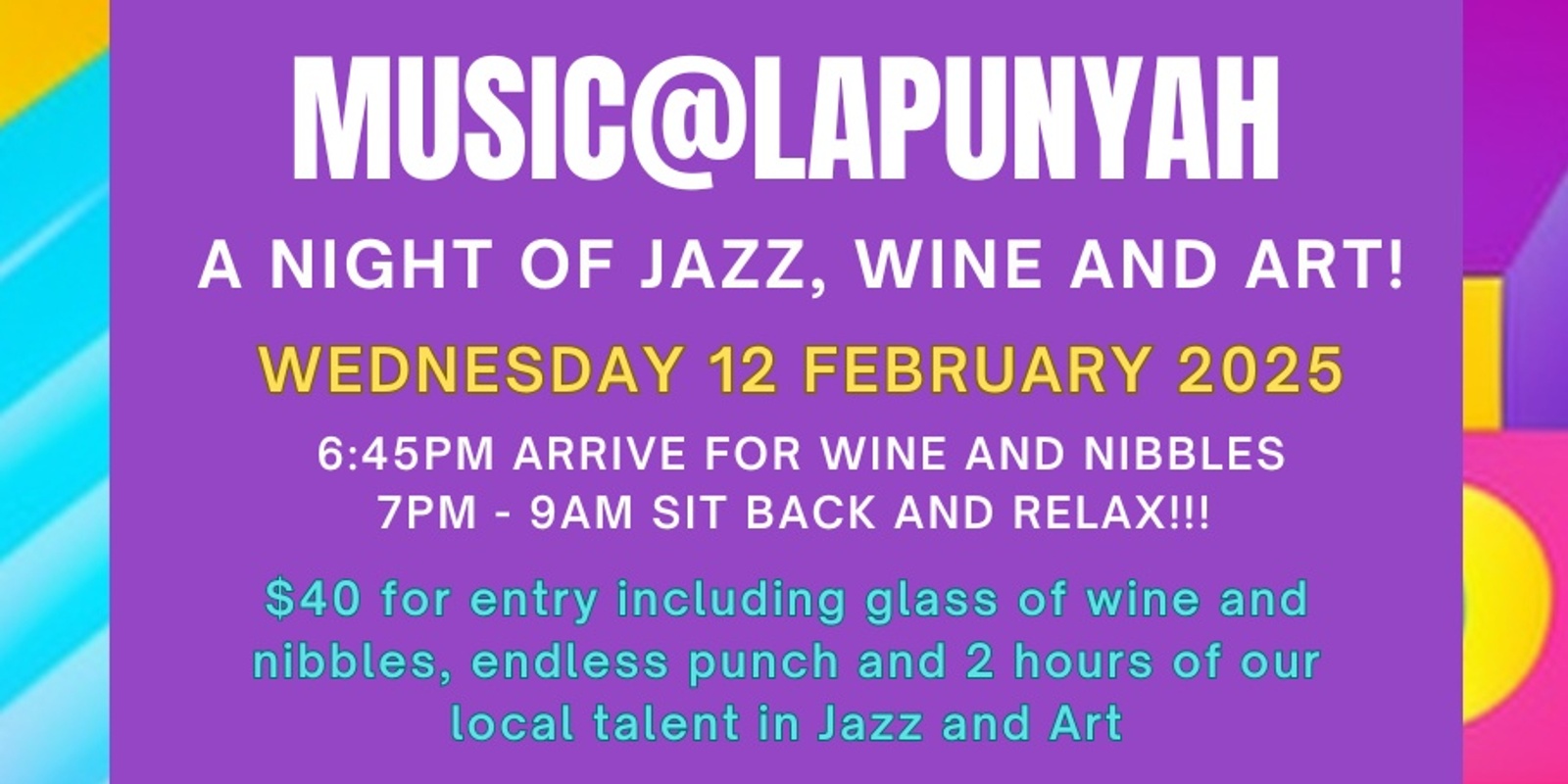 Banner image for Music@Lapunyah - Jazz, Wine and Art