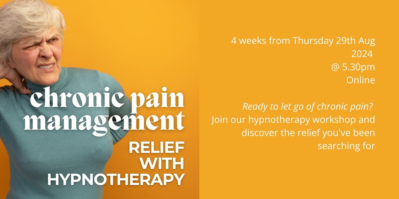 Banner image for Hypnotherapy for Pain Management - 4 week program