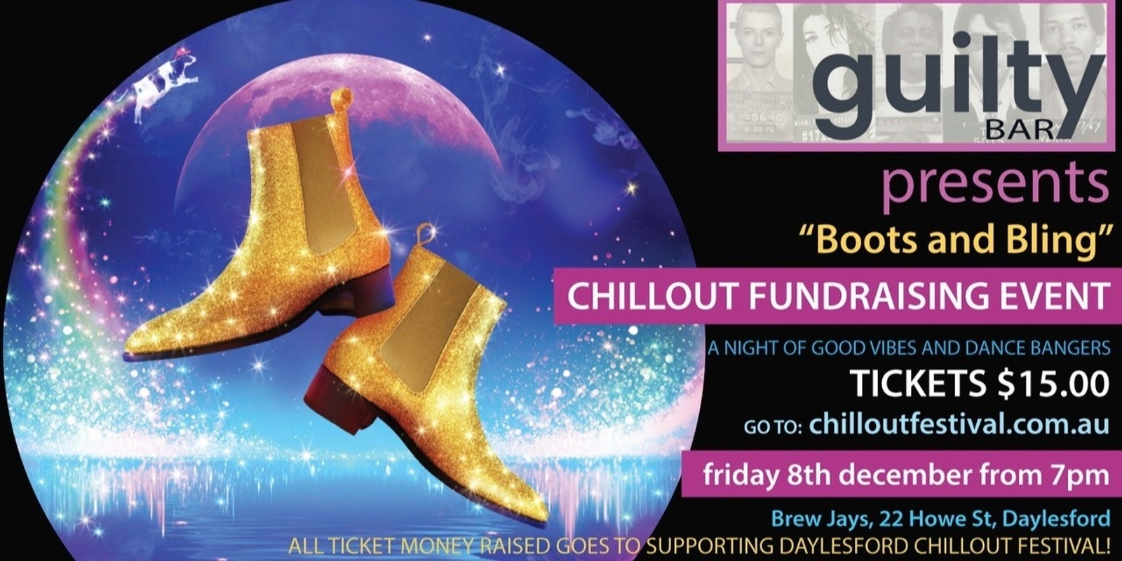 Banner image for GUILTY BAR - Boots & Bling - ChillOut Fundraiser