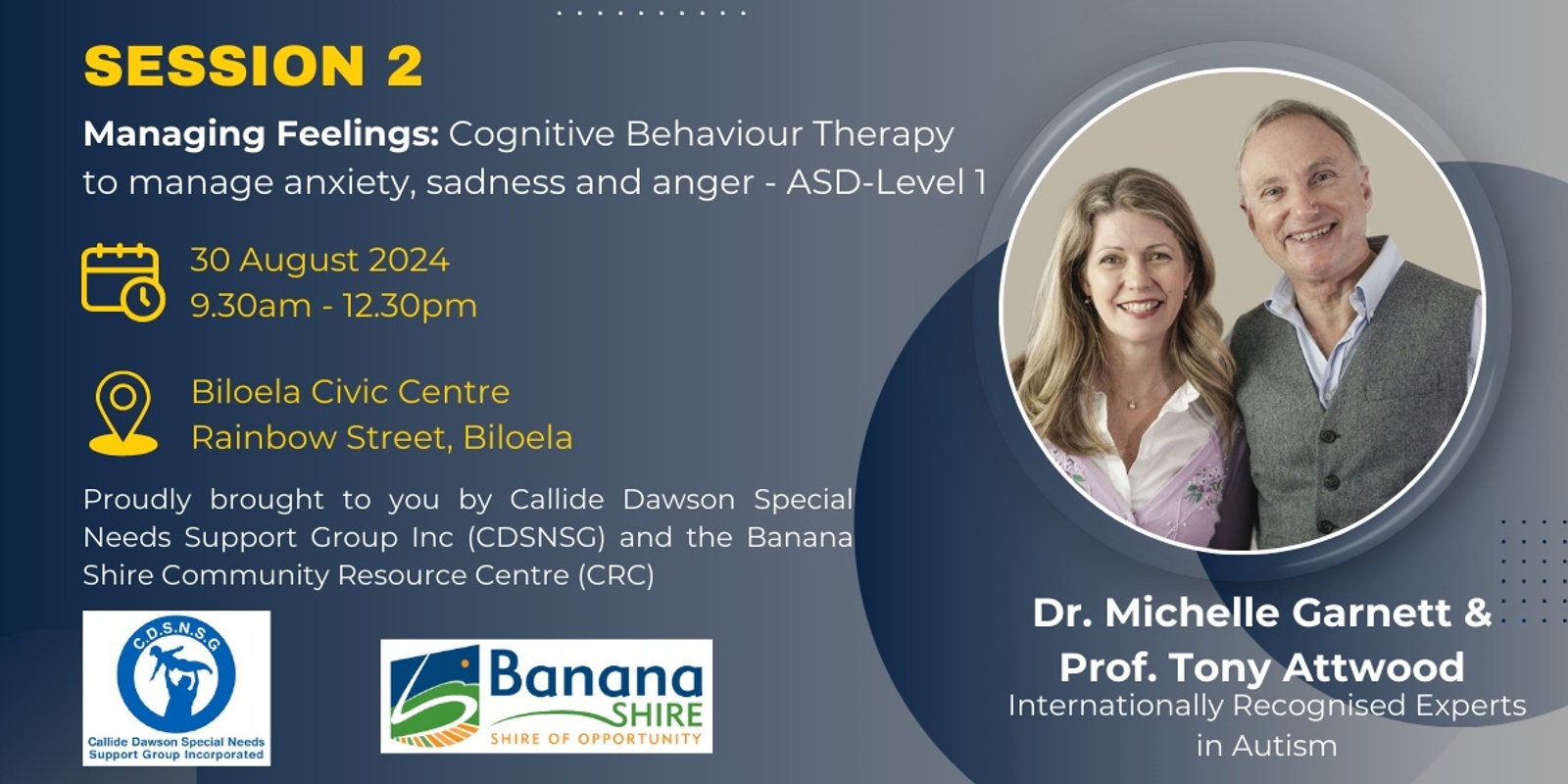 Banner image for Attwood & Garnett - Session 2 - Managing Feelings: Cognitive Behaviour Therapy to manage anxiety, sadness and anger