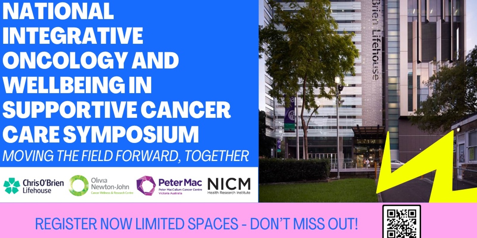 Banner image for National Integrative Oncology and Wellbeing in Supportive Cancer Care Symposium.    Moving the field forward, together.  
