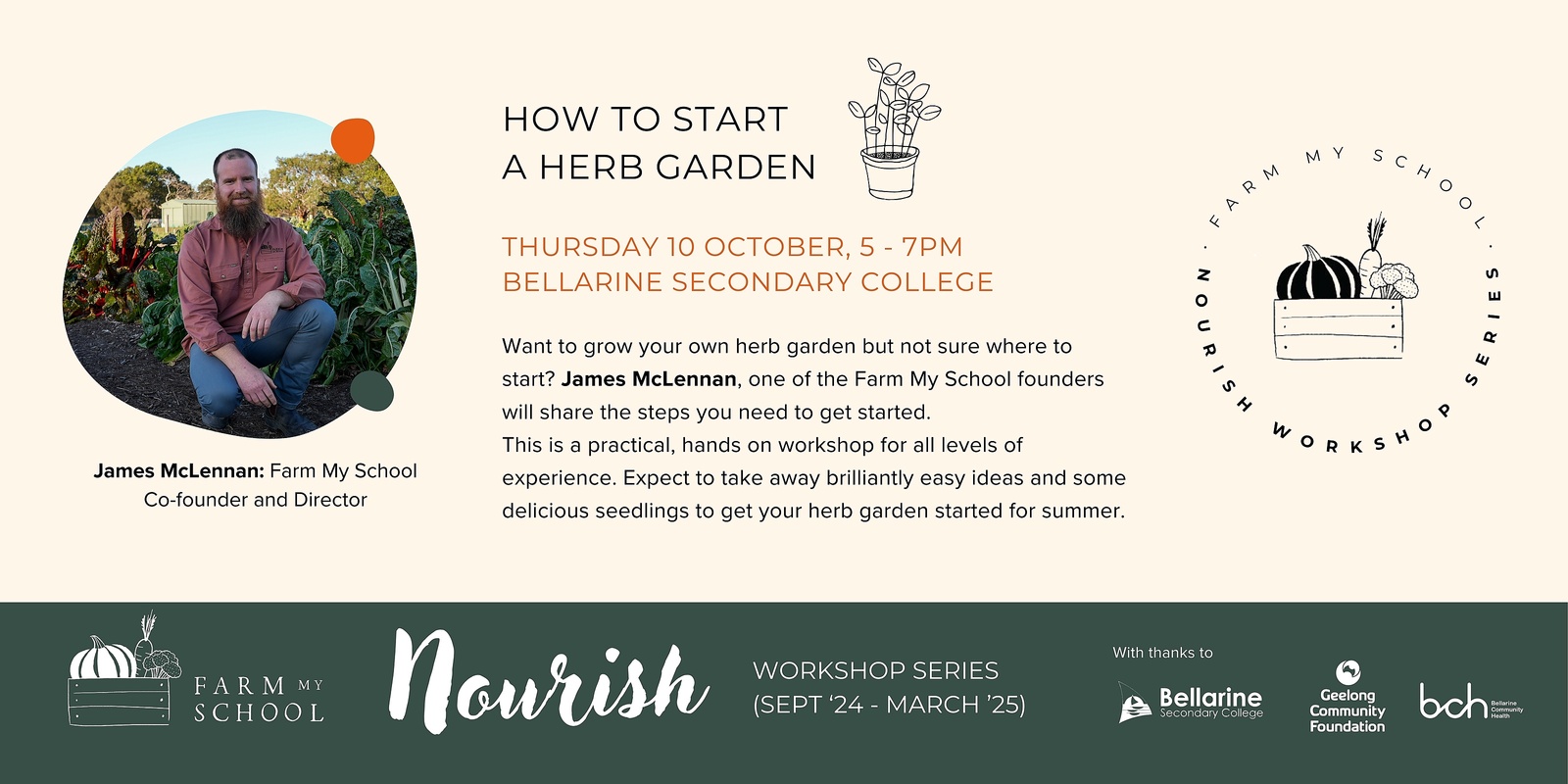 Banner image for Nourish Workshop Series: How to start a herb garden