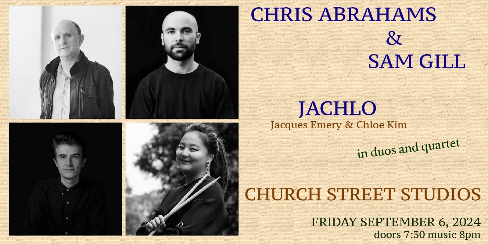 Banner image for CHRIS ABRAHAMS & SAM GILL // JACHLO at Church Street Studios