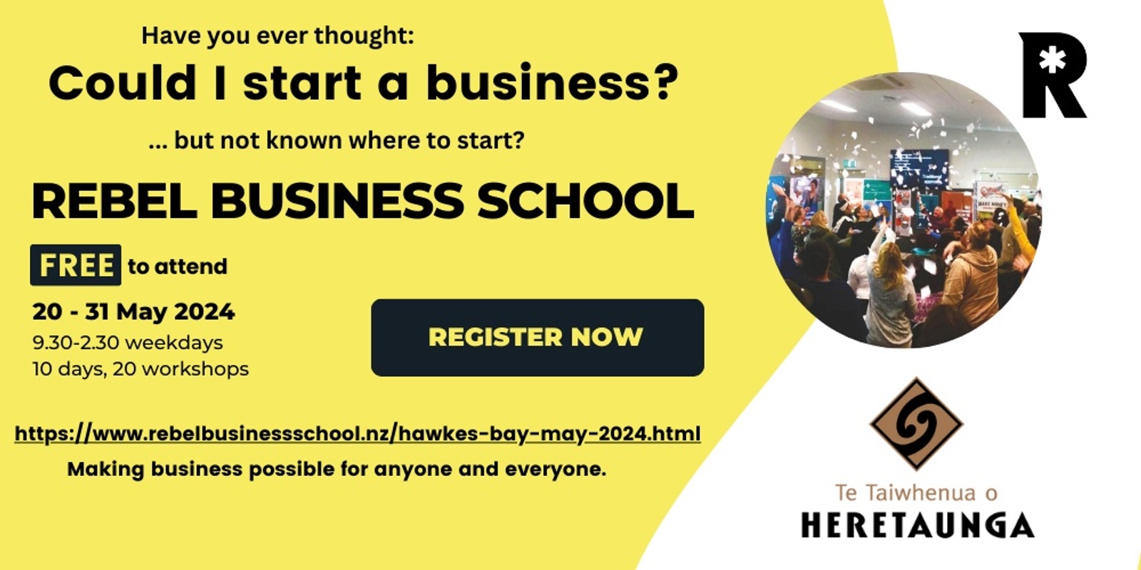 Banner image for Rebel Business School, Hawkes Bay 2024