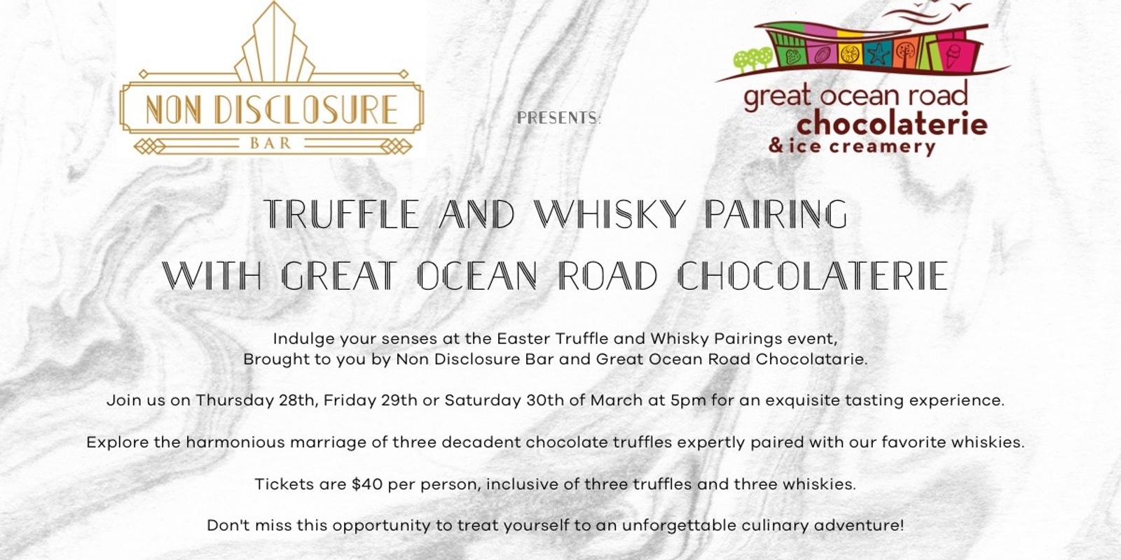 Banner image for Non Disclosure Bar Presents: Chocolate Truffle and Whisky Pairings