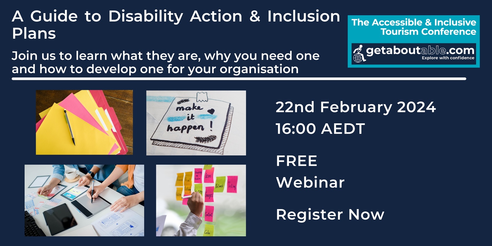 Banner image for A Guide to Disability Action & Inclusion Plans - An Accessible & Inclusive Tourism Conversation (AITCAP) Webinar 