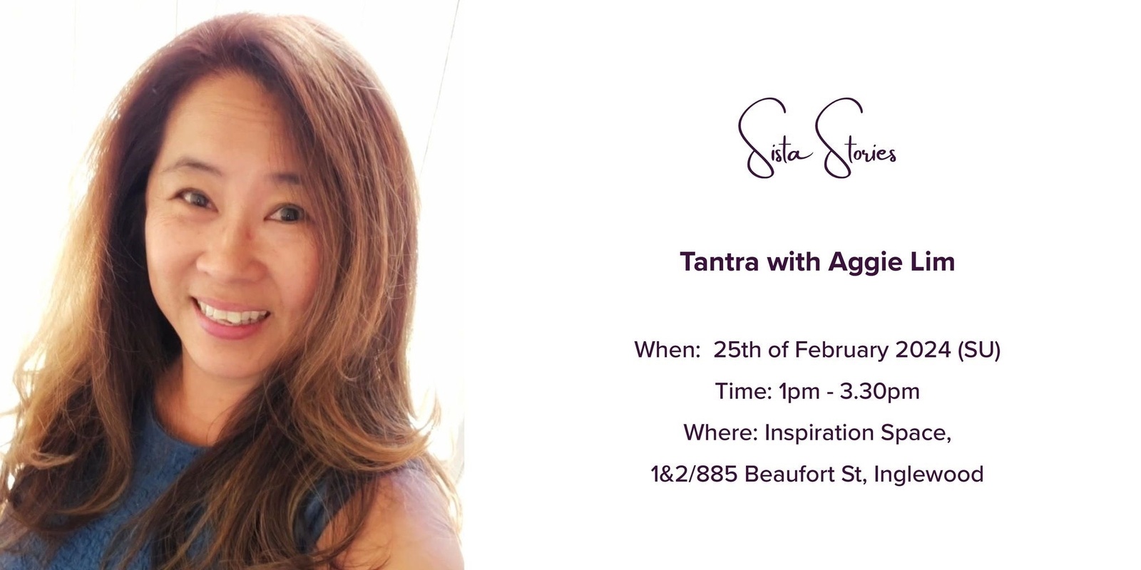 Banner image for TIME CHANGED TO 11 AM - Tantra with Aggie Lim