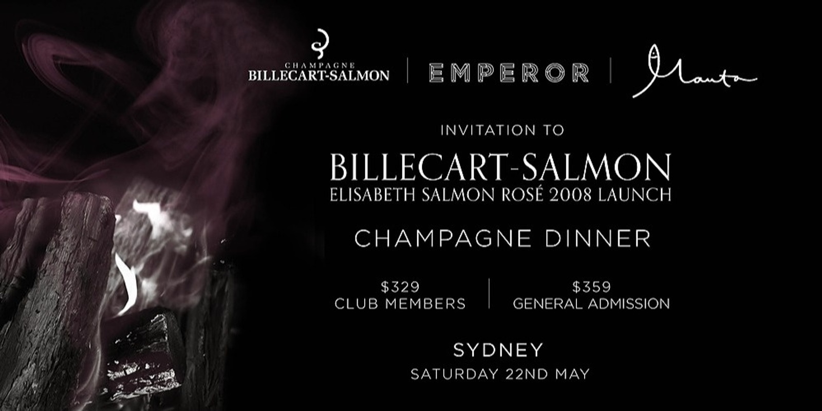 Banner image for Sydney Billecart-Salmon Cuvée Elisabeth Rosé 2008 - Launch Dinner at Manta