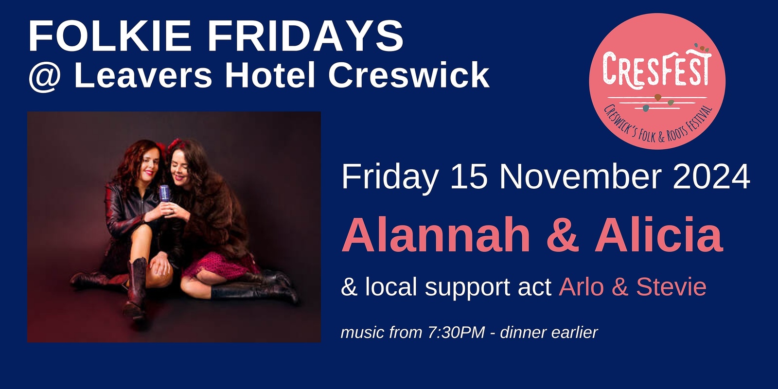 Banner image for FOLKIE FRIDAY NOVEMBER 2024 - ALANNAH & ALICIA @ LEAVER'S HOTEL