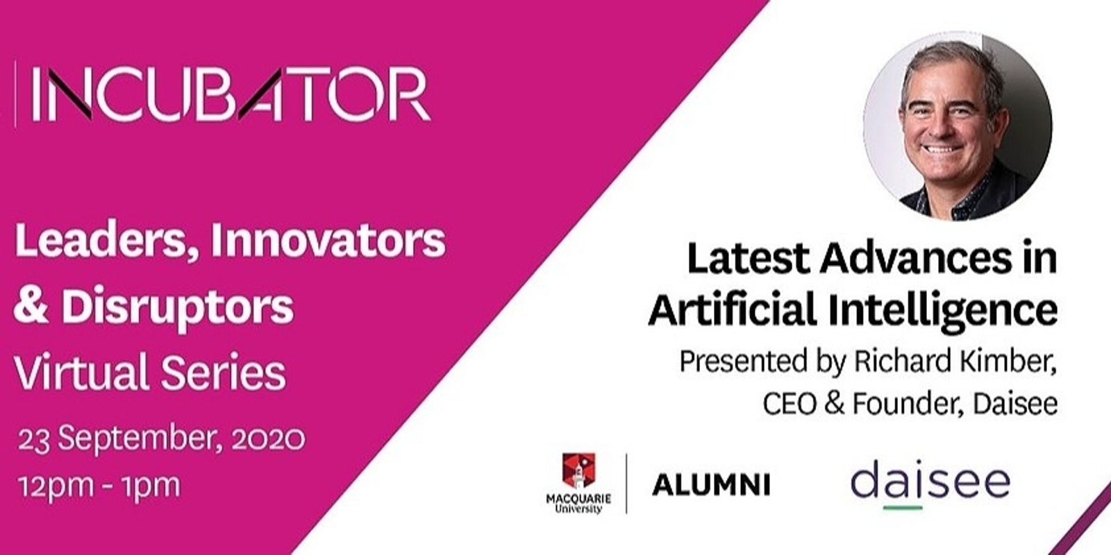 Banner image for MQ Incubator Leaders, Innovators & Disrupters Event | Latest advances in AI with Richard Kimber