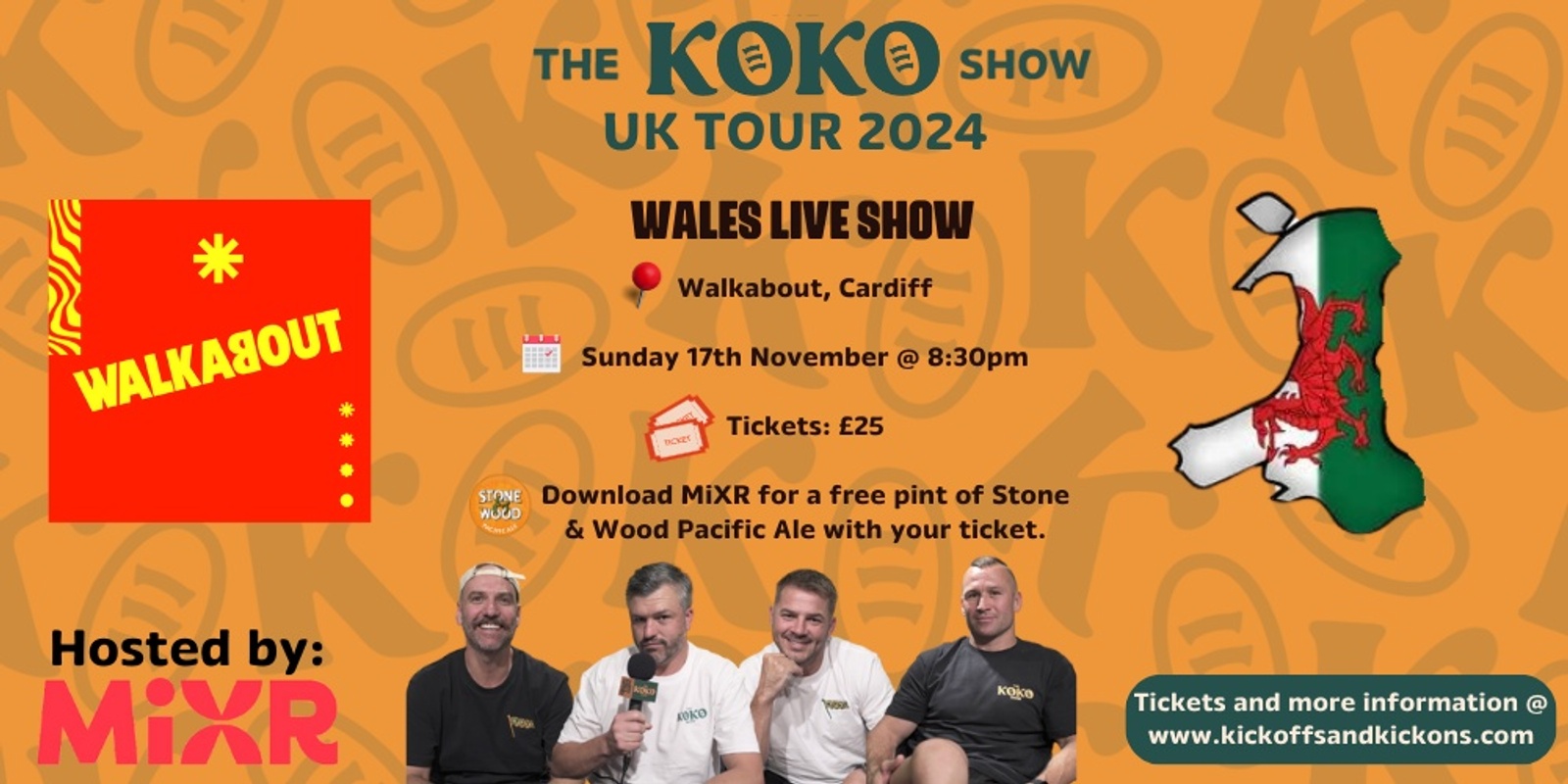 Banner image for Kick Offs and Kick Ons Live Show @ Walkabout, Cardiff