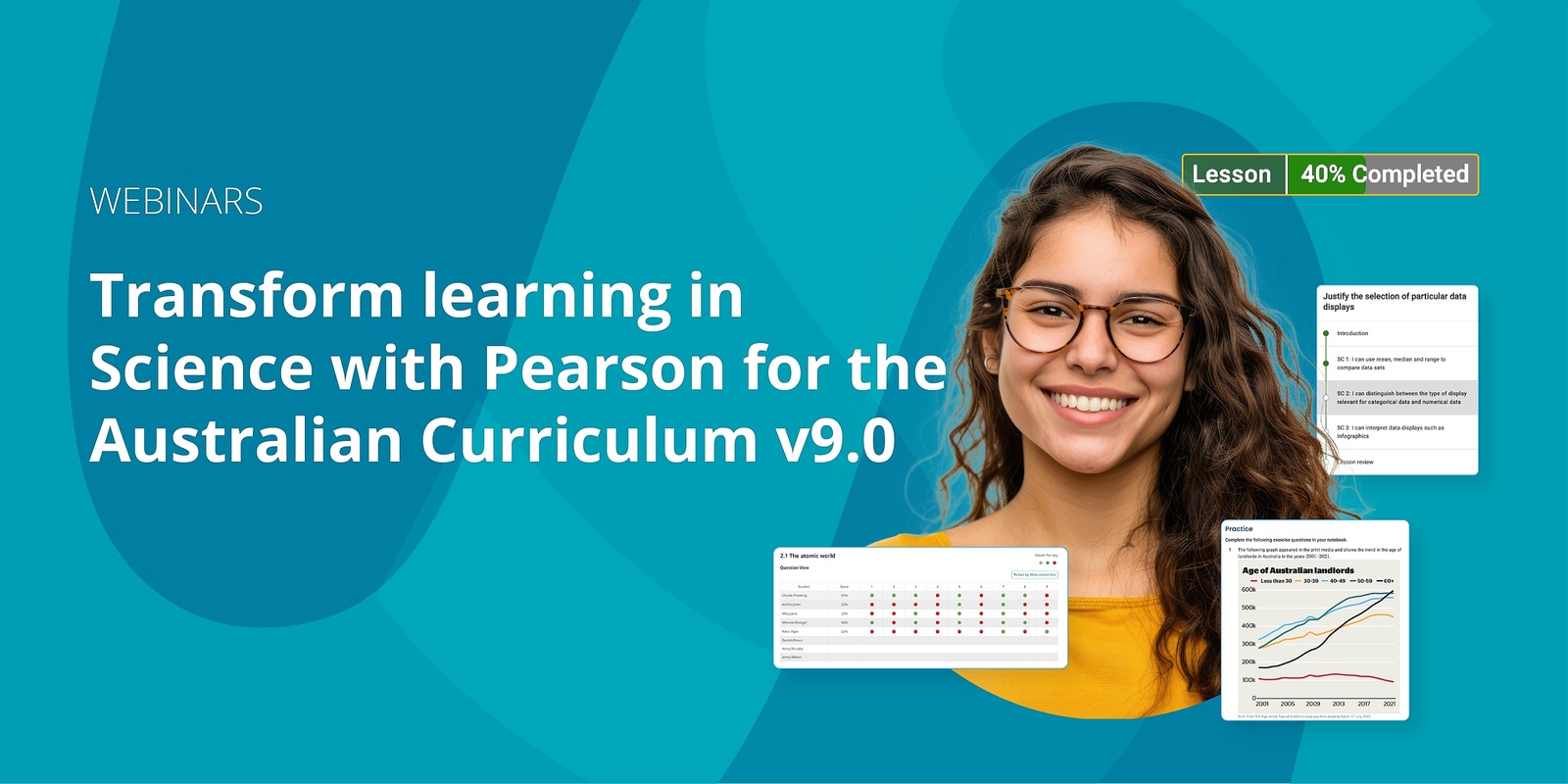 Banner image for Webinars: Transform learning in Science with Pearson for the Australian Curriculum v9.0