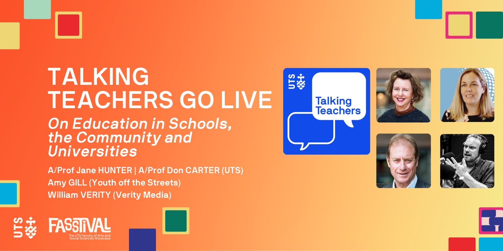 Banner image for Talking Teachers Goes Live on education in schools, the community and universities