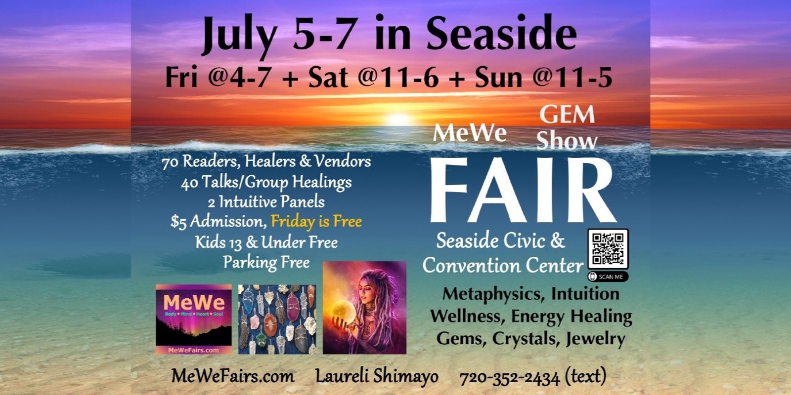 Banner image for Metaphysics & Wellness MeWe Fair + Gem Show in Seaside with 70 Booths in July