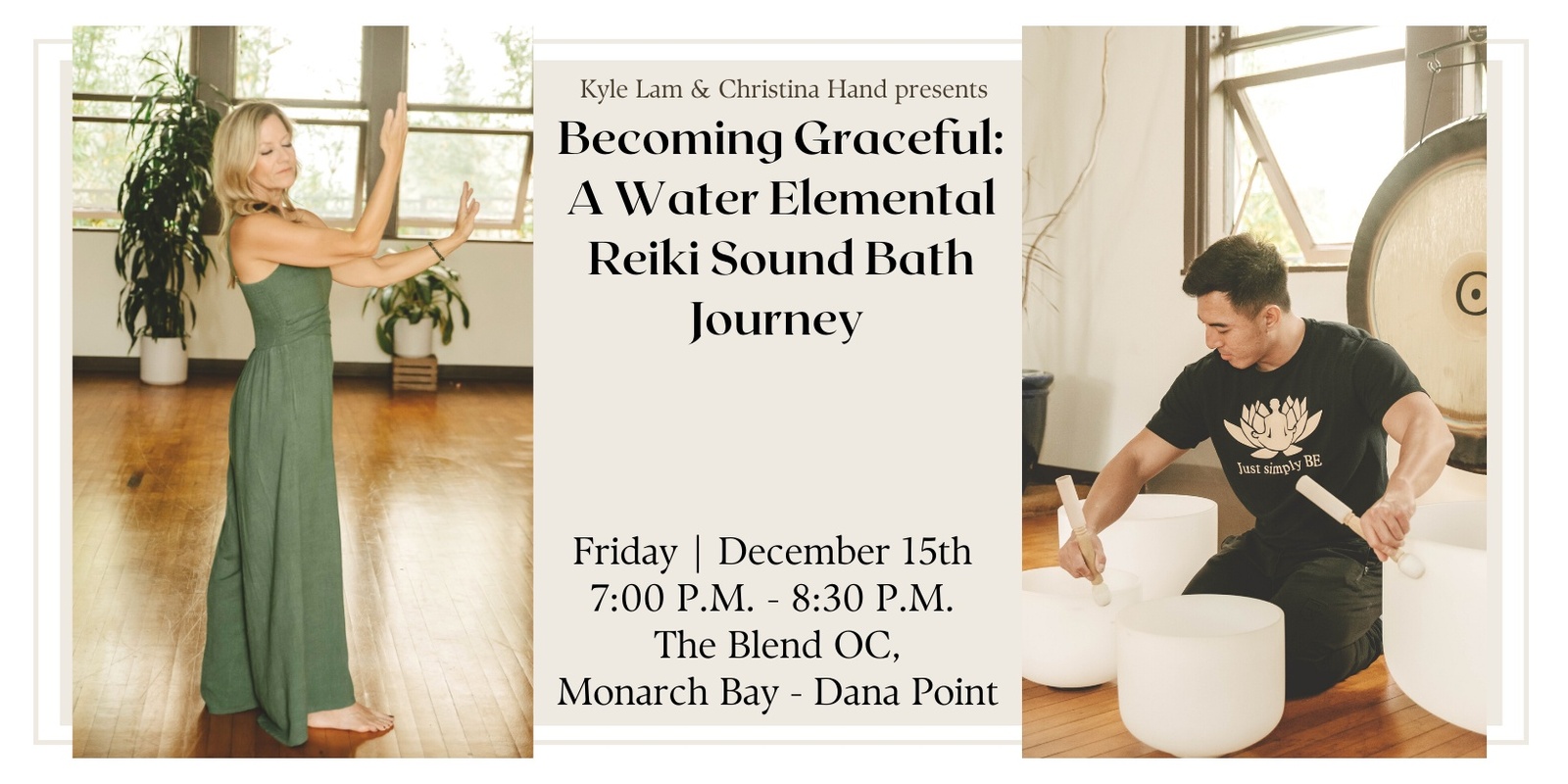 Banner image for Becoming Graceful: A Water Elemental Reiki Sound Bath Journey with Christina Hand + CBD (Dana Point)