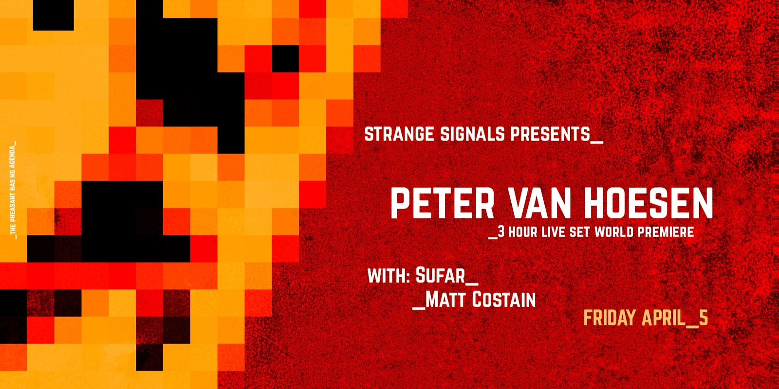 Banner image for Strange Signals presents Peter Van Hoesen (3hrs LIVE)