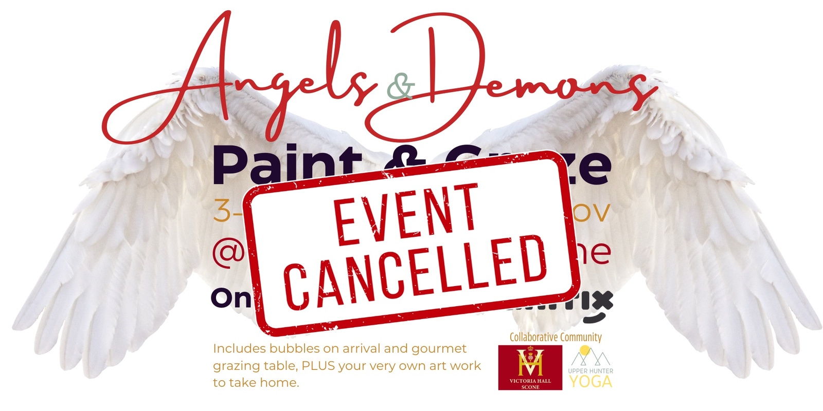 Banner image for EVENT CANCELLED - Scone's Own Paint & Graze: Angels & Demons