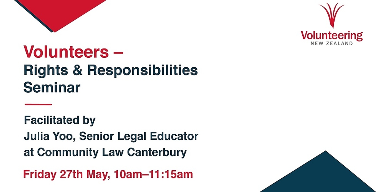 Banner image for Volunteers - Rights & Responsibilities Seminar