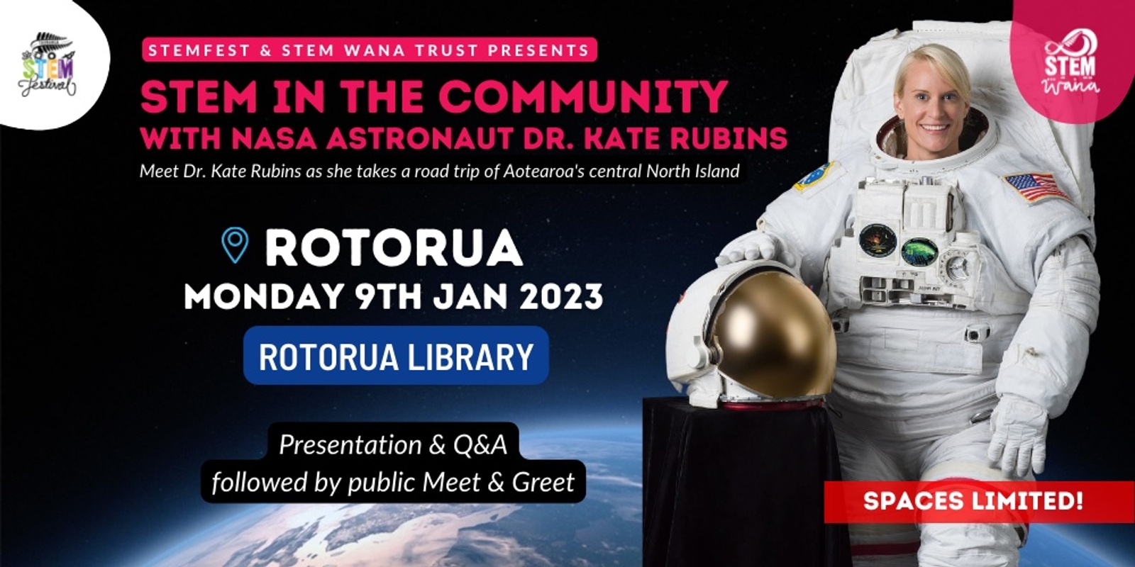 Banner image for STEM in the Community with NASA Astronaut Dr. Kate Rubins (Rotorua)