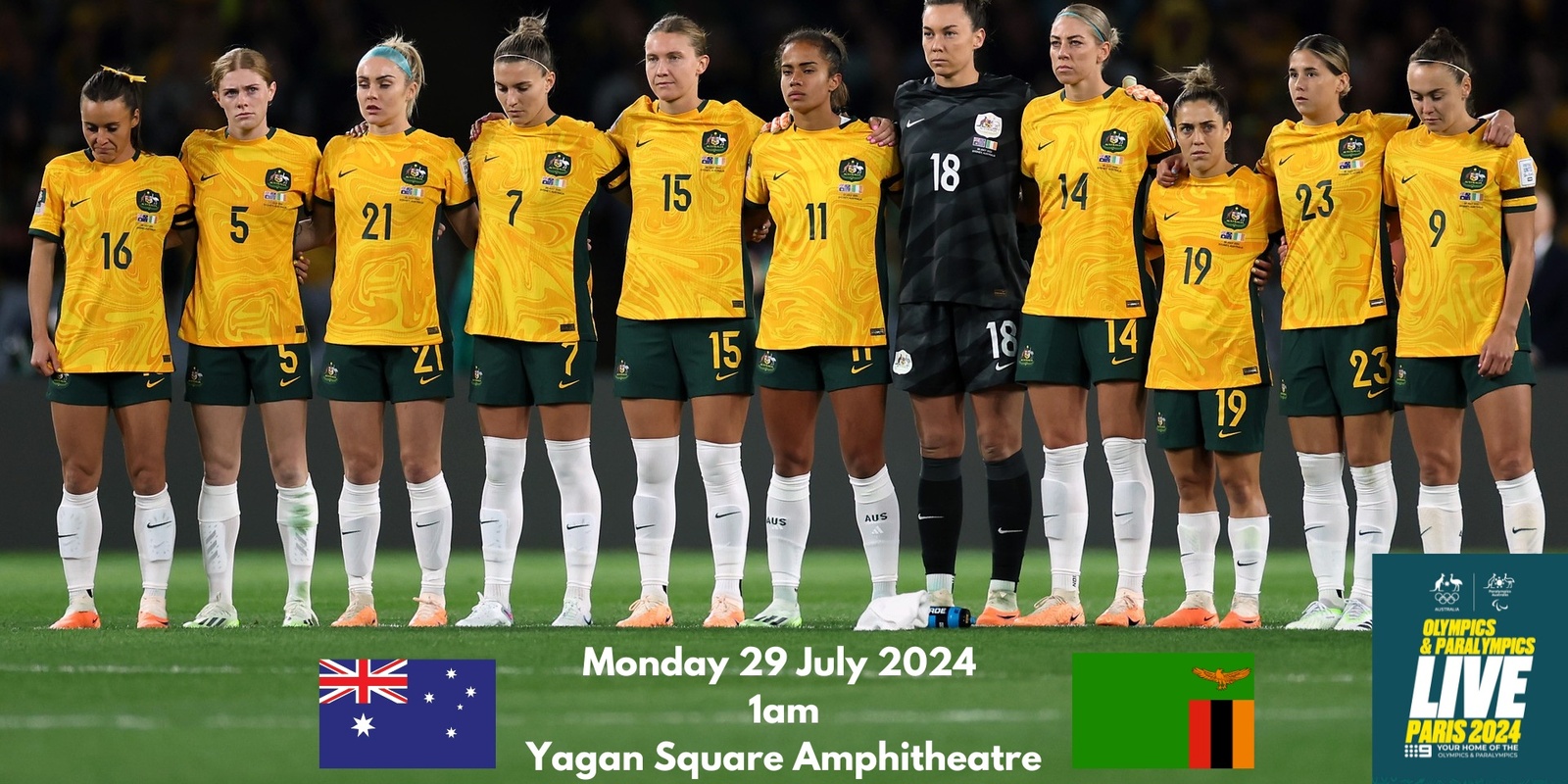 Banner image for Women's Football | Australia (Matildas) v Zambia - Olympics & Paralympics LIVE at Yagan Square