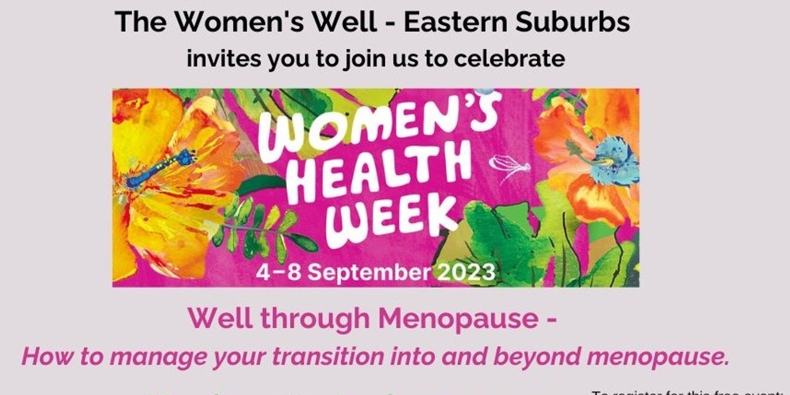 Banner image for Well through Menopause - How to best manage your transition into and beyond Menopause