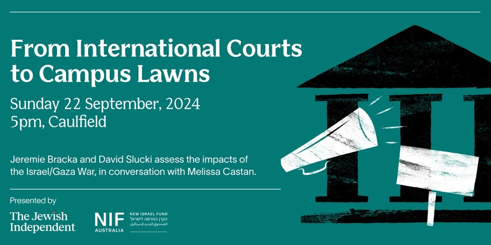 Banner image for The Israel-Gaza War:  From International Courts to Campus Lawns 