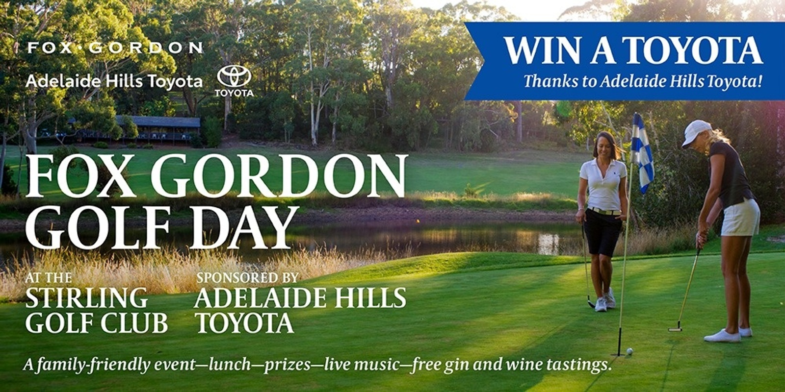 Banner image for Fox Gordon Golf Day at The Stirling Golf Club, sponsored by Adelaide Hills Toyota