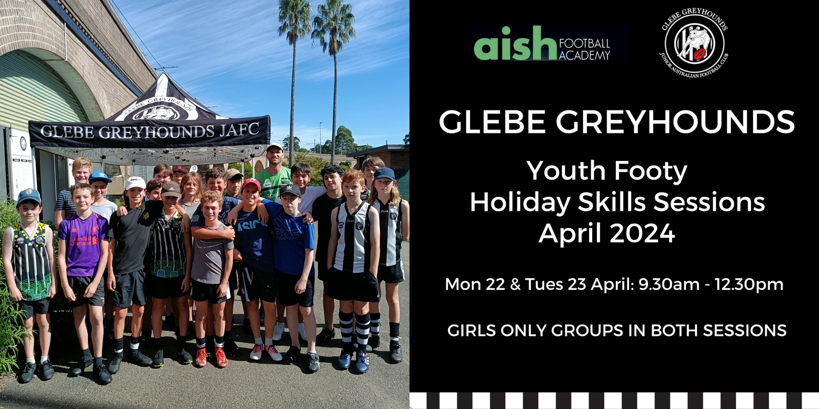Banner image for Glebe Greyhounds & Aish Academy Youth Footy Super Skills April 2024
