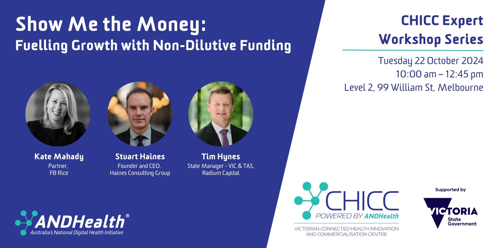 Banner image for CHICC Expert Workshop - Show Me the Money: Fuelling Growth with Non-Dilutive Funding 