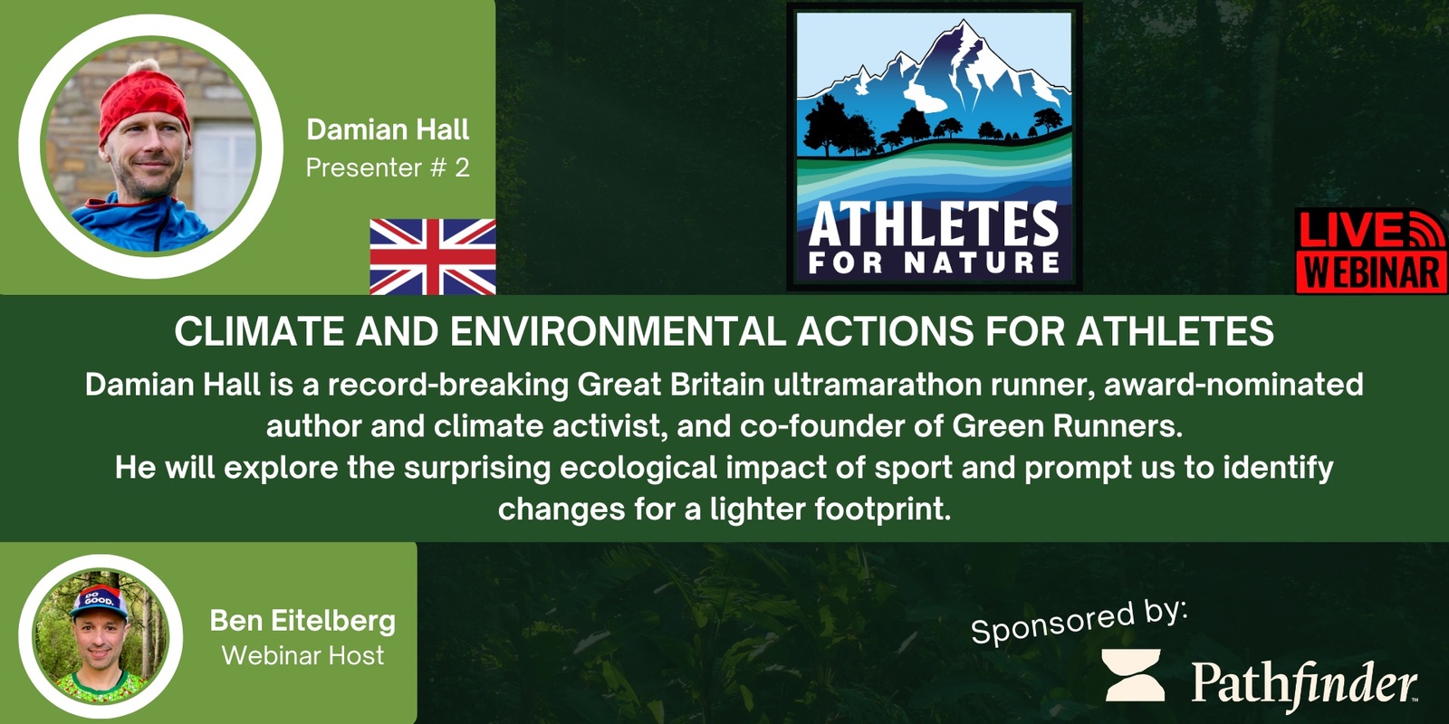 Banner image for Athletes for Nature Webinar Series: Climate and environmental actions for athletes with Damian Hall