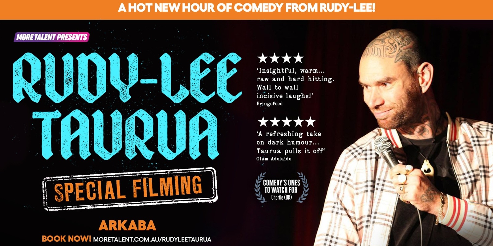 Banner image for Rudy-Lee Taurua films his Comedy Special - Live at Arkaba!