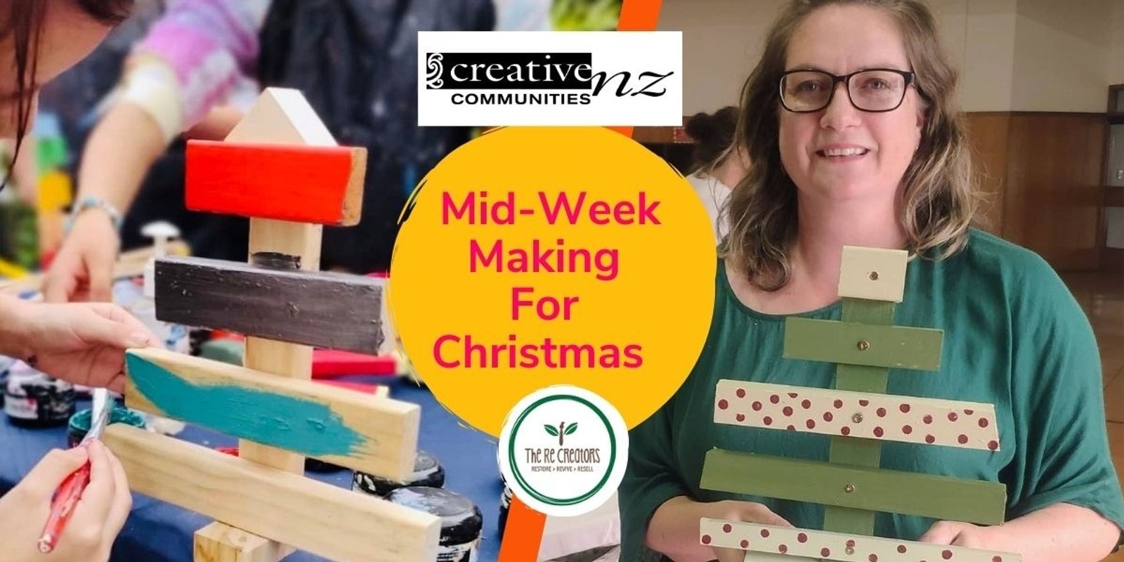 Banner image for Mid-Week Making for Christmas, Wooden Christmas Trees, West Auckland's RE: MAKER SPACE,Wednesday 4 Dec, 6.30pm-8.30pm