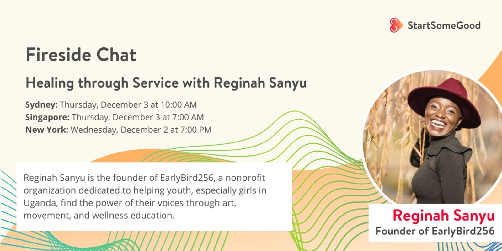 Banner image for Healing through Service with Reginah Sanyu, EarlyBird256