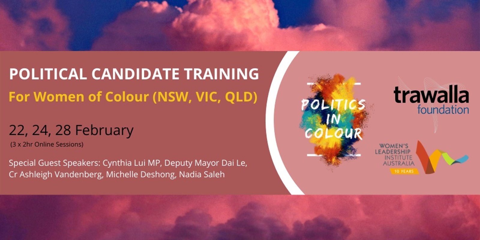 Banner image for Political Candidate Training for Women of Colour (NSW, VIC, QLD)
