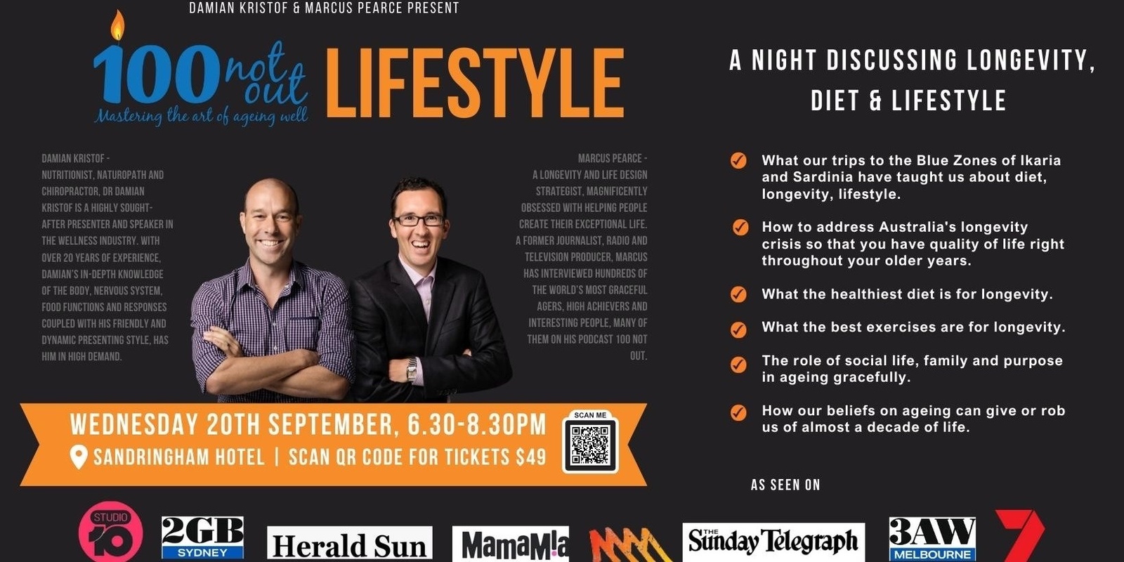 Banner image for An Evening with 100 Not Out Discussing Longevity, Blue Zones, Nutrition & Lifestyle