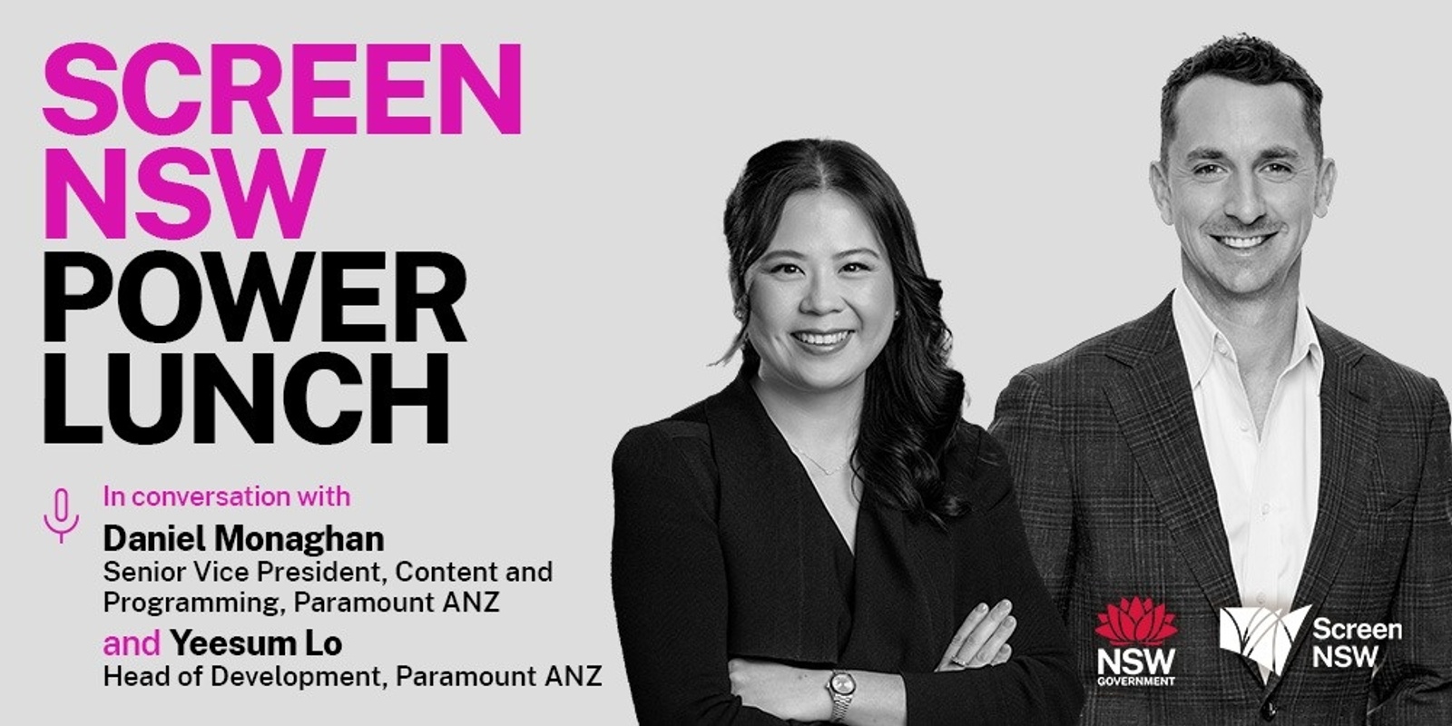 Banner image for Screen NSW Power Lunch webinar: With Daniel Monaghan and Yeesum Lo, Paramount ANZ